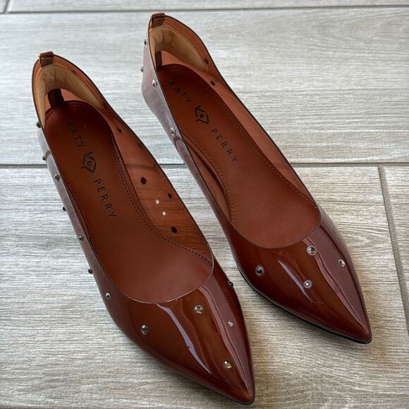 Katy Perry Damen Golden Studded Transparent Pointed Toe Pumps Size 8.5 - Picture 2 of 11